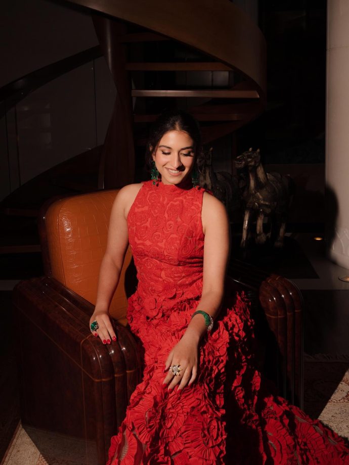 Radhika Merchant Wears Red Oscar de la Renta Gown With Grace 987608