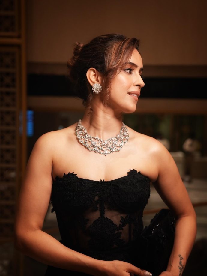 Sanya Malhotra Looks Gorgeous in Black Off-Shoulder Dress 988982