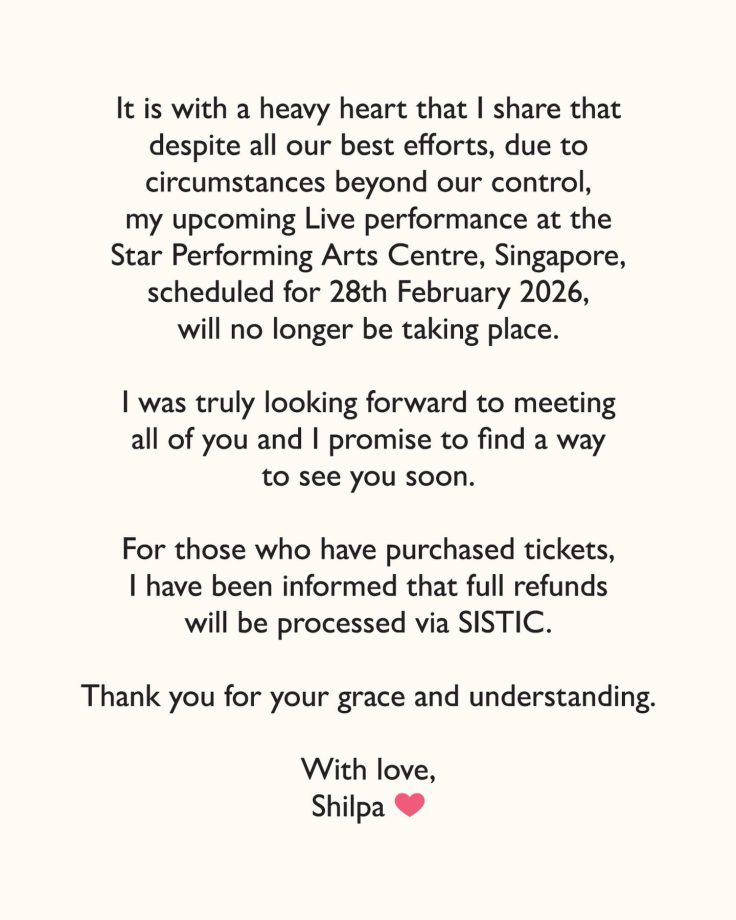 Shilpa Rao Cancels Singapore Concert; Reason Yet To Be Revealed 988028