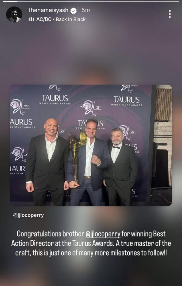 Yash Congratulates J.J. Perry on Taurus World Stunt Awards Win, Hails Him as a “True Master of the Craft” 988319