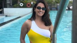 Anita Hassanandani Turns Up the Heat in a Bold Colour-Block Swimsuit by the Pool