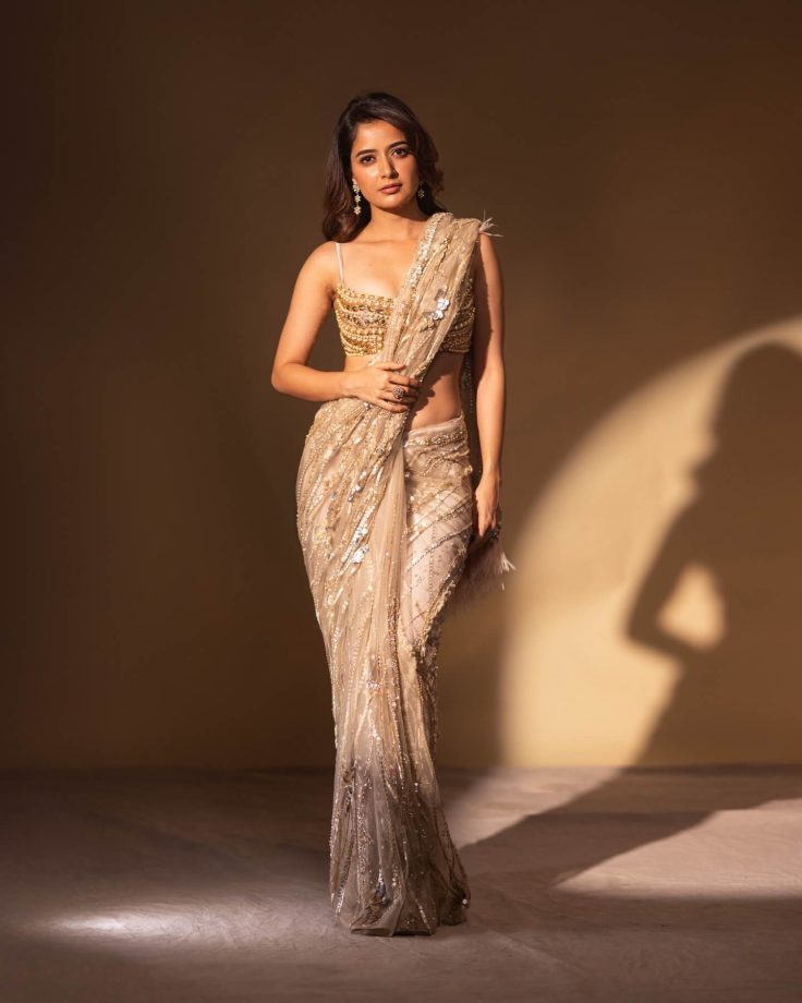 Ashika Ranganath Stuns in a Shimmering Gold Saree with Effortless Style 991960