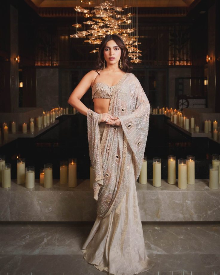 Bhumi Pednekkar elevates ethnic fashion with a chic champagne saree look 990906