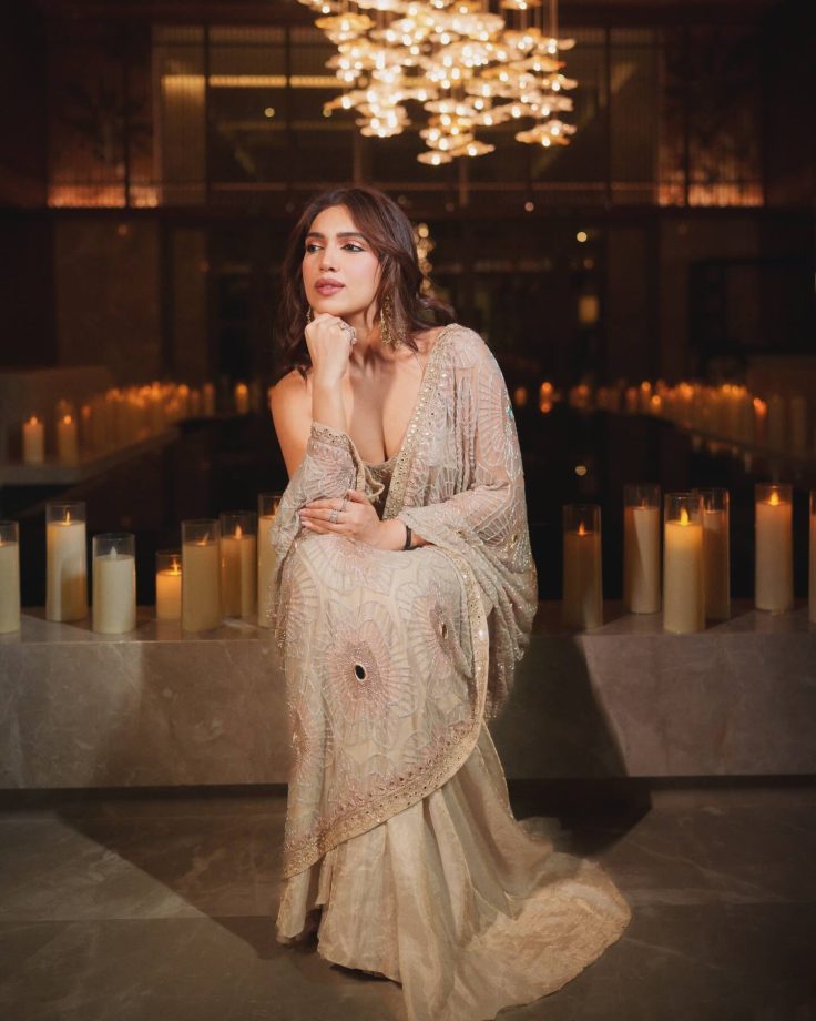 Bhumi Pednekkar elevates ethnic fashion with a chic champagne saree look 990907