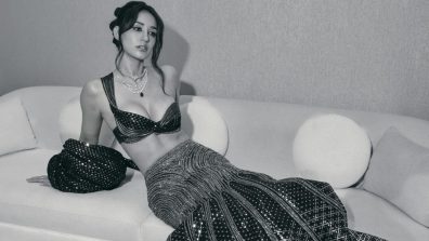 Disha Patani Channels Dark Glam in Statement Bralette and Shimmer Skirt