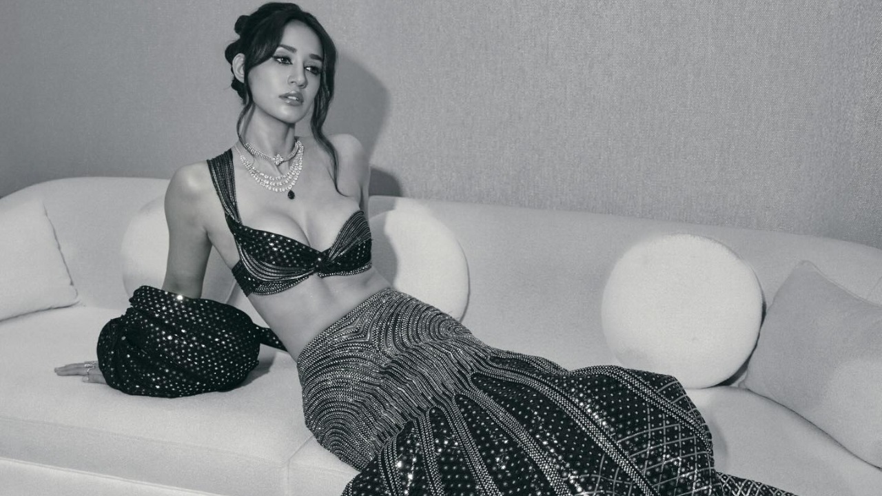 Disha Patani Channels Dark Glam in Statement Bralette and Shimmer Skirt 992141