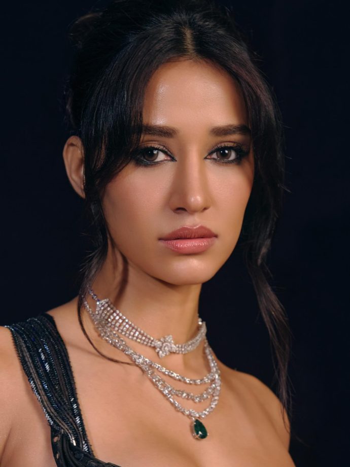 Disha Patani Channels Dark Glam in Statement Bralette and Shimmer Skirt 992133