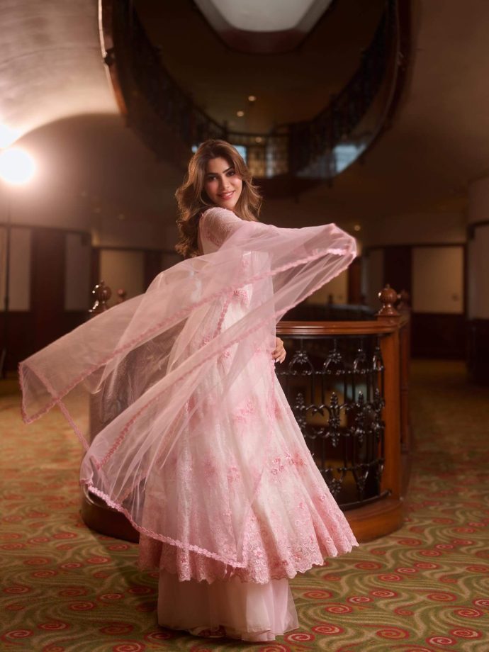 Nikki Tamboli Glows in Soft Pink Ethnic Look 992600