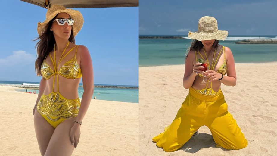 Raai Lakshmi Brings the Perfect Beach Glam in a Bold Yellow Swimsuit 991316