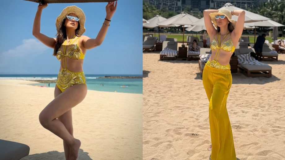 Raai Lakshmi Brings the Perfect Beach Glam in a Bold Yellow Swimsuit 991318