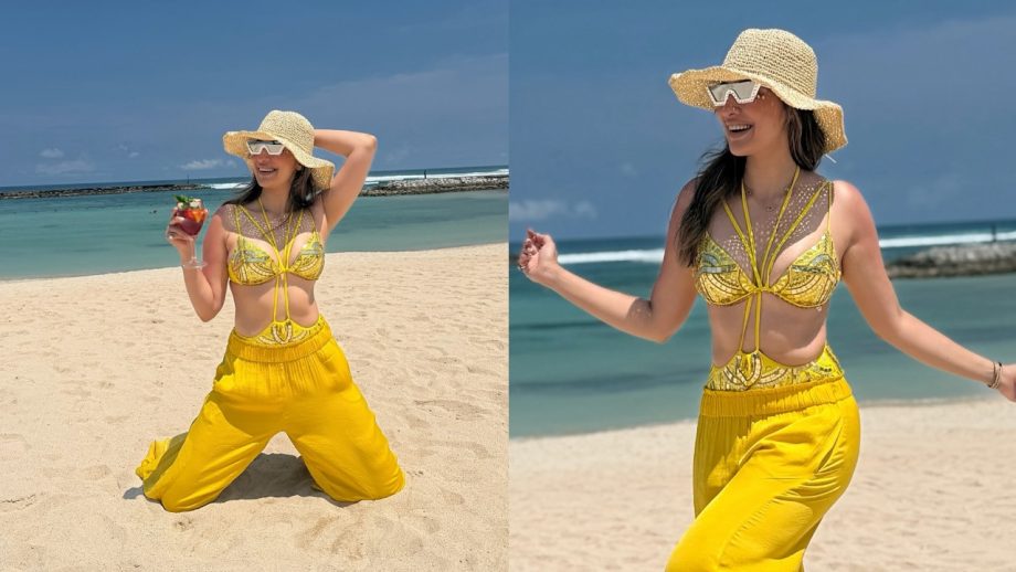 Raai Lakshmi Brings the Perfect Beach Glam in a Bold Yellow Swimsuit 991315