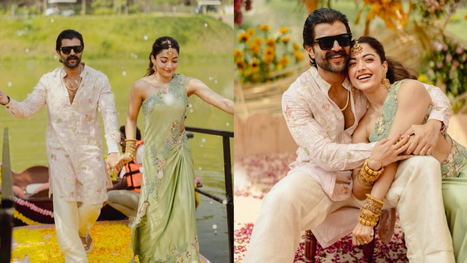 Rashmika Mandanna & Vijay Deverakonda Set New Haldi Fashion Trend In Pink & Mint With Gold Jewellery 991220