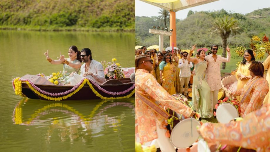 Rashmika Mandanna & Vijay Deverakonda Set New Haldi Fashion Trend In Pink & Mint With Gold Jewellery 991222