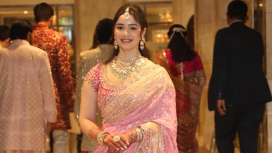 Sara Tendulkar Looks Beautiful in Pink Saree at Brother Arjun Tendulkar’s Wedding
