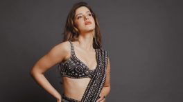 Shanaya Kapoor Flaunts Curves In Black Embellished Saree With Bralette Blouse [Photos]
