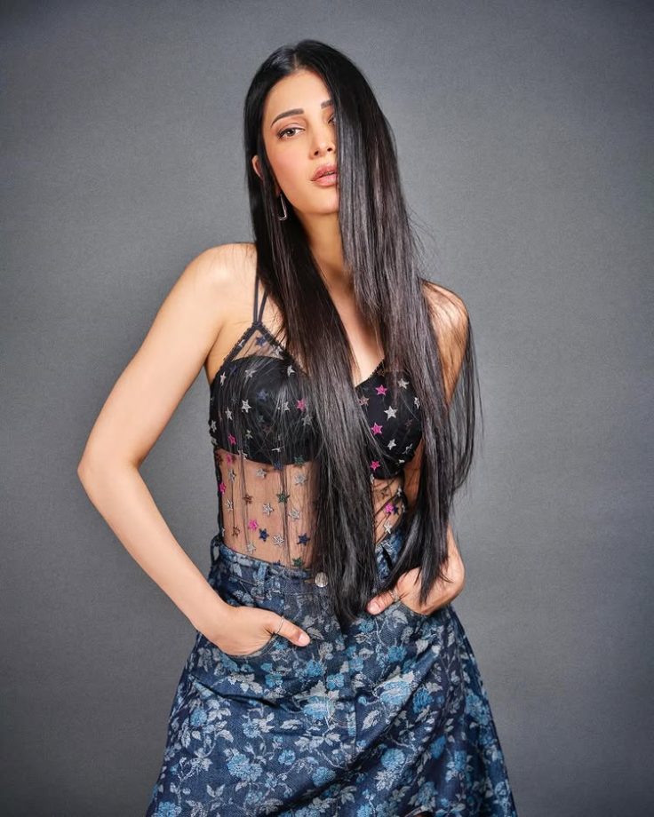 Shruti Haasan Owns Edgy Glam in Sheer Corset and Asymmetric Skirt 992046