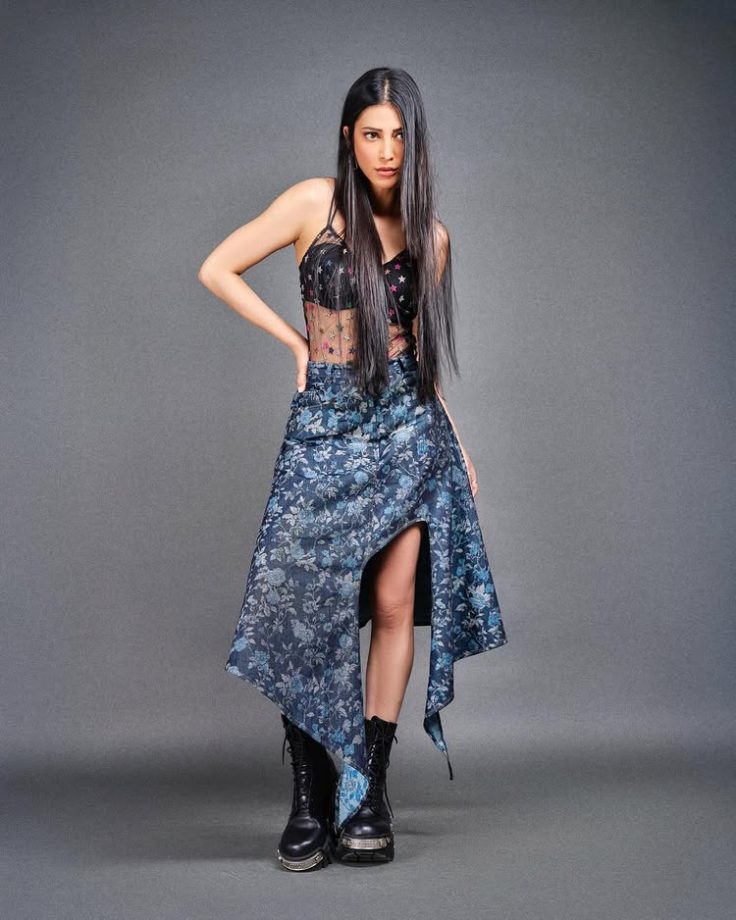 Shruti Haasan Owns Edgy Glam in Sheer Corset and Asymmetric Skirt 992043