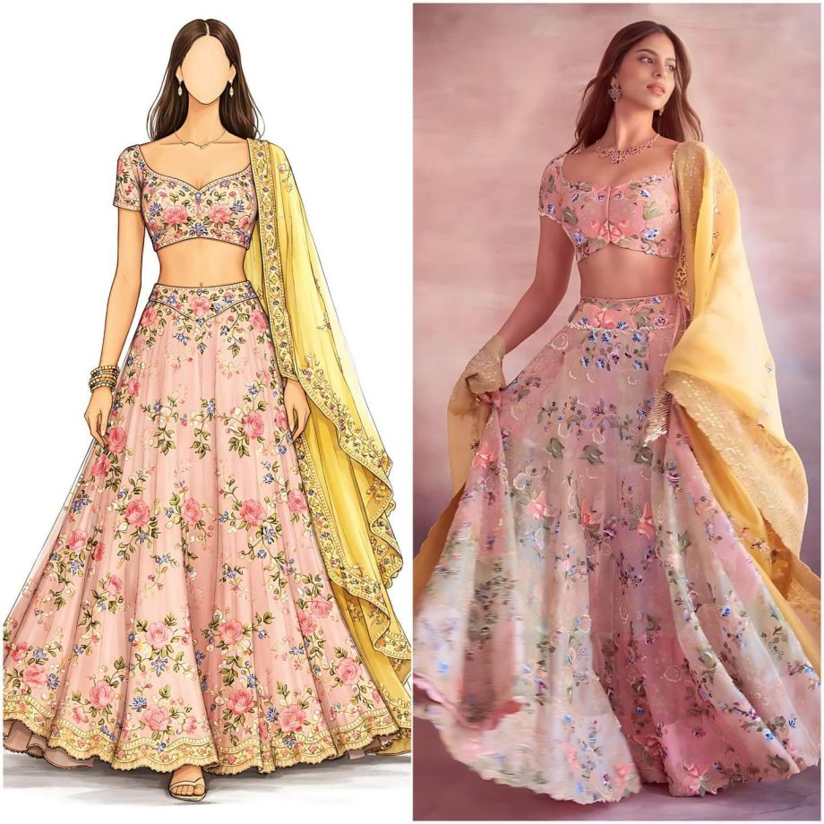 Suhana Khan Turns Heads In Peachy Pink Anamika Khanna Lehenga At Tendulkar Wedding 989765