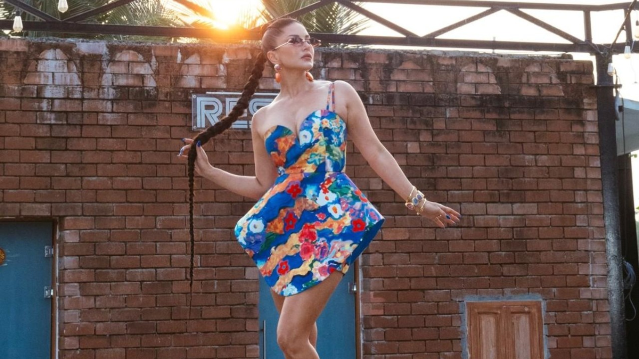 Sunny Leone Adds Drama To Sunset Style In A Floral Mini Dress 990765