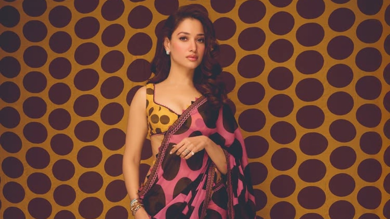 Tamannaah Bhatia Brings Playful Charm to Polka Dots in a Dreamy Chiffon Saree 991903