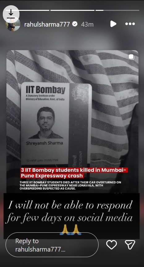 YRKKH's Rahul Sharma Reacts To 3 IIT-Bombay Students Car Accident Incident: 