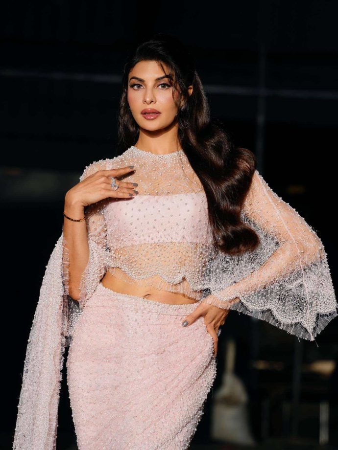 Jacqueline Fernandez keeps it soft and dreamy in a sheer blush ensemble 995380