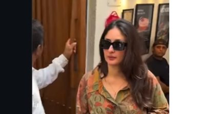 Kareena Kapoor keeps summer dressing simple in a Kalamkari shirt and black pants for a Bandra lunch outing