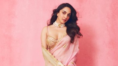 Kiara Advani Looks Elegant in a Pink Saree with Gold Work