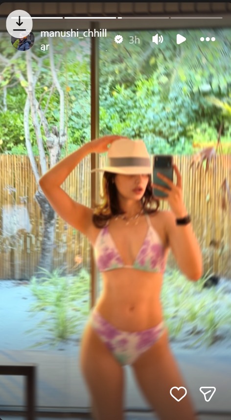 Manushi Chhillar Shows Off Floral Bikini Look in Stunning Vacation Mirror Selfie 994211