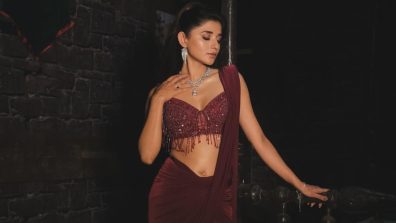 Naagin 7 Actress Kanika Mann Flaunts Curves In Maroon Wine Saree-like Attire, Ekta Kapoor Reacts