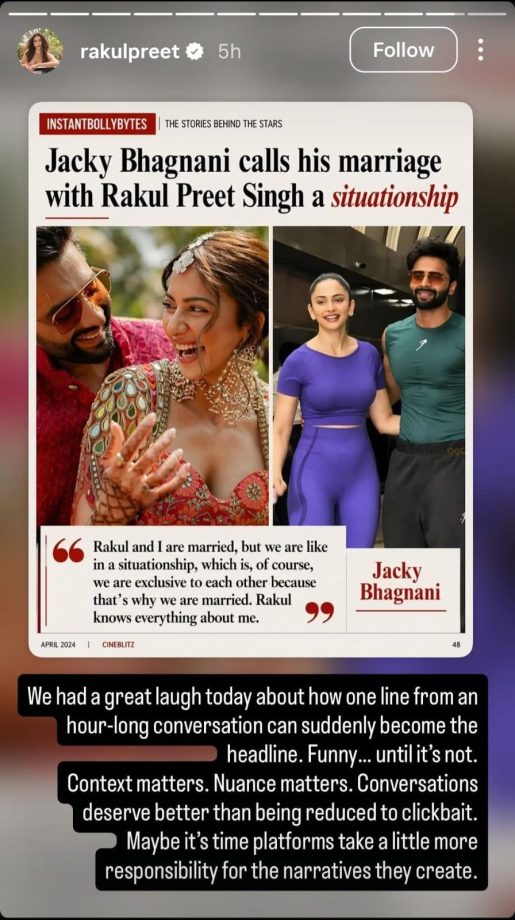 Rakul Preet Singh Reacts To Jackky Bhagnani Calling Their Marriage A 'Situationship': Check Out 995403