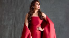 Huma Qureshi goes all red in an off-shoulder gown with soft glam styling