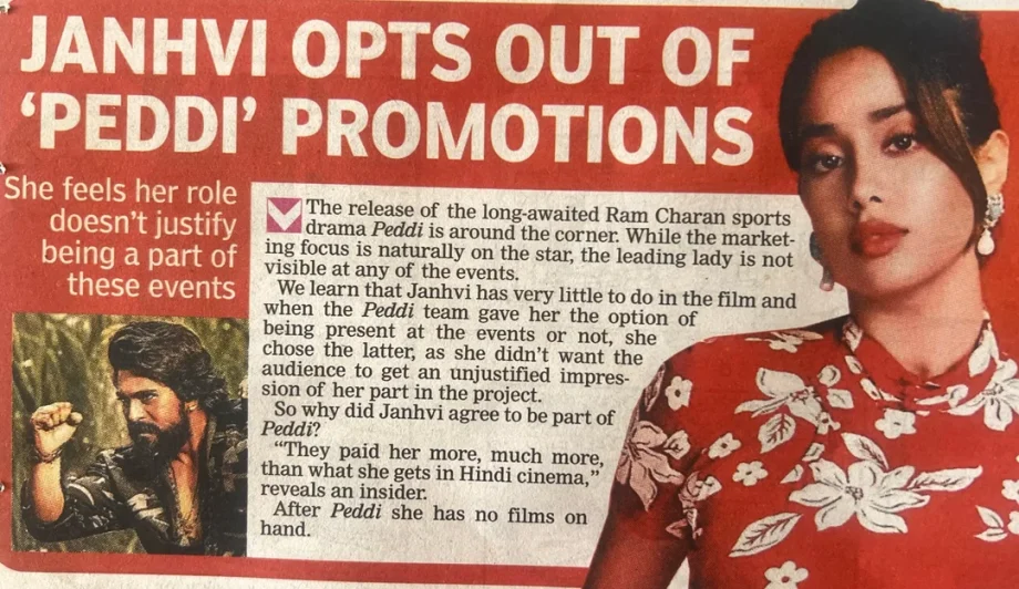 Janhvi Kapoor Chooses Not To Be Part Of Peddi Promotions? Check Deets Inside Ram Charan Starrer Film 997481