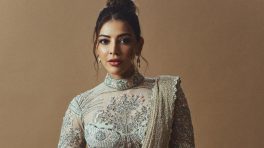 Kajal Aggarwal keeps it elegant in an off-white saree at Bellamkonda Sreenivas wedding reception