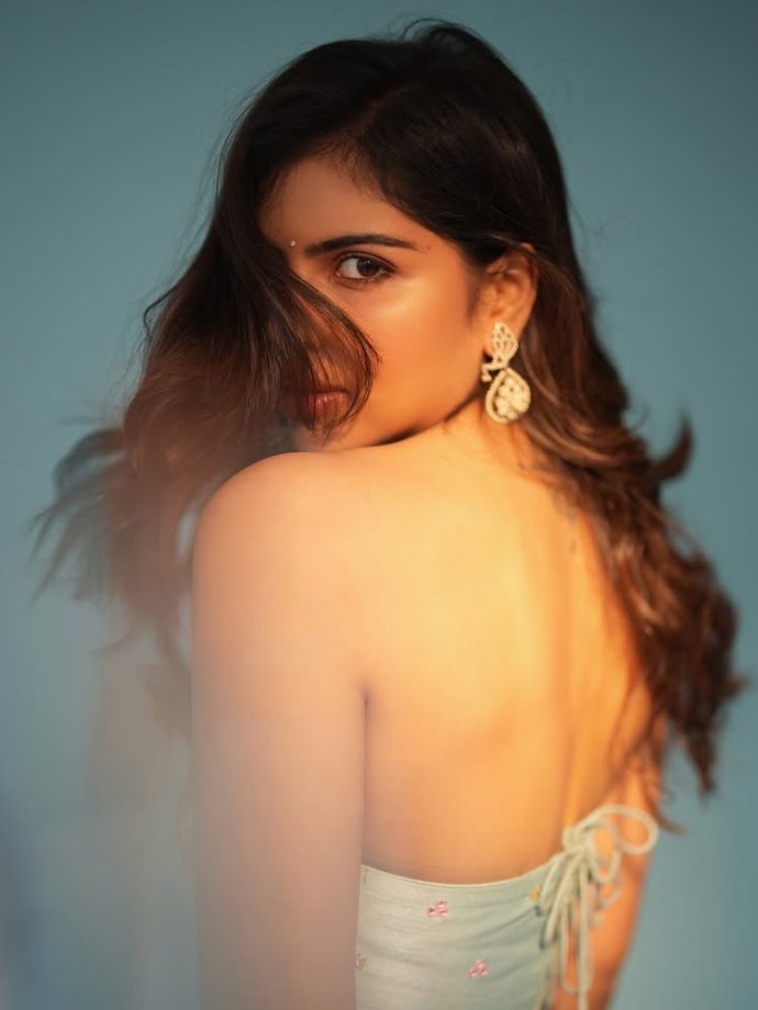 Kalyani Priyadarshan keeps it easy and elegant in a powder blue corset lehenga 996096