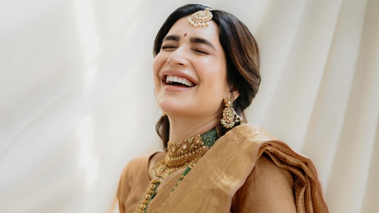 Karishma Tanna's Gold Kanjeevaram Silk Saree From Her Baby Shower Is Pure Goals—Peek Into The Full Look 998479