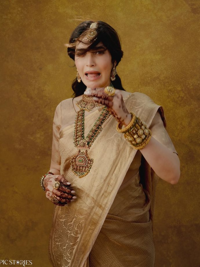 Karishma Tanna's Gold Kanjeevaram Silk Saree From Her Baby Shower Is Pure Goals—Peek Into The Full Look 998467