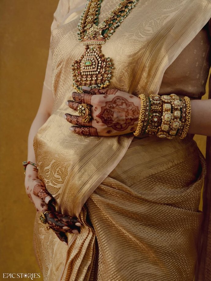 Karishma Tanna's Gold Kanjeevaram Silk Saree From Her Baby Shower Is Pure Goals—Peek Into The Full Look 998474