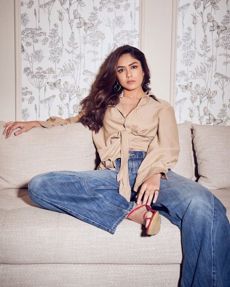 Mrunal Thakur Nails Boss-Lady Glam In Chic Denim And Heels Look 998882