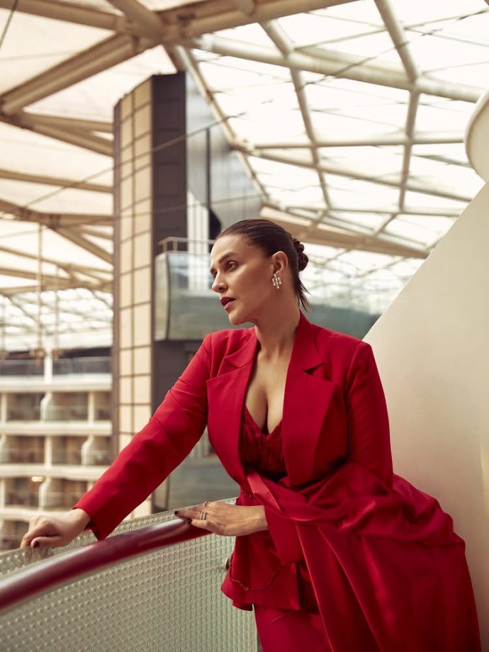 Neha Dhupia Drops Corousel Pictures in a Bold Red Look 996041
