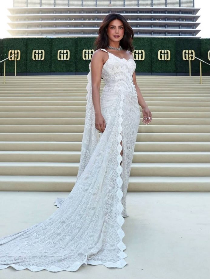 Priyanka Chopra Jonas, the actor, attended the Gold House event in a breathtaking custom creation by Amit Aggarwal, where she received the inaugural Vanguard honor while celebrating 25 years of her journey in entertainment. 996792