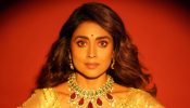 Shriya Saran in Traditional Gold Saree for Jewelry Store Visit