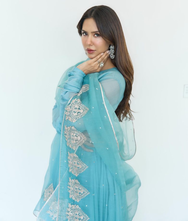 Sonam Bajwa Glows in a Soft Blue Ethnic Look 996749