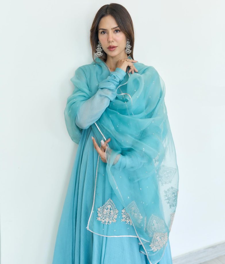 Sonam Bajwa Glows in a Soft Blue Ethnic Look 996751