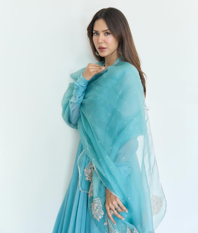 Sonam Bajwa Glows in a Soft Blue Ethnic Look 996747