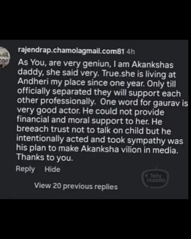 Akanksha Chamola's Father Makes Shocking Claims Against Gaurav Khanna Amid Divorce Buzz: Reports 1