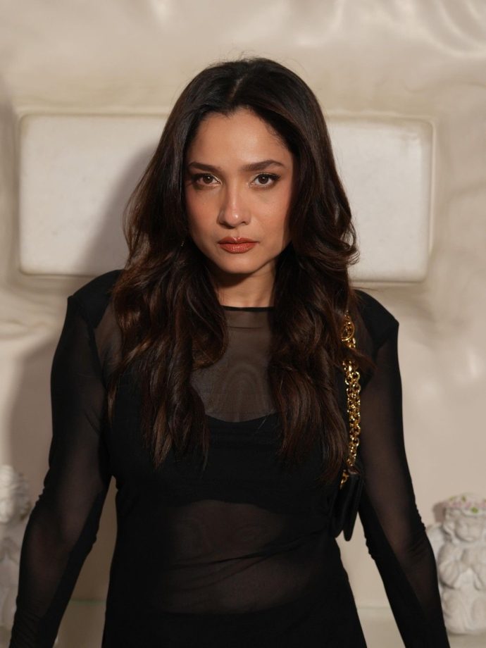 Ankita Lokhande Experiments with Sheer Fashion in an All-Black Look 1000826