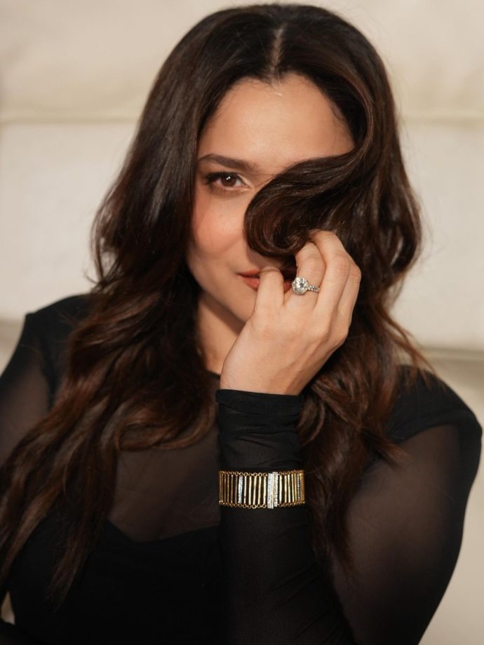 Ankita Lokhande Experiments with Sheer Fashion in an All-Black Look 1000831