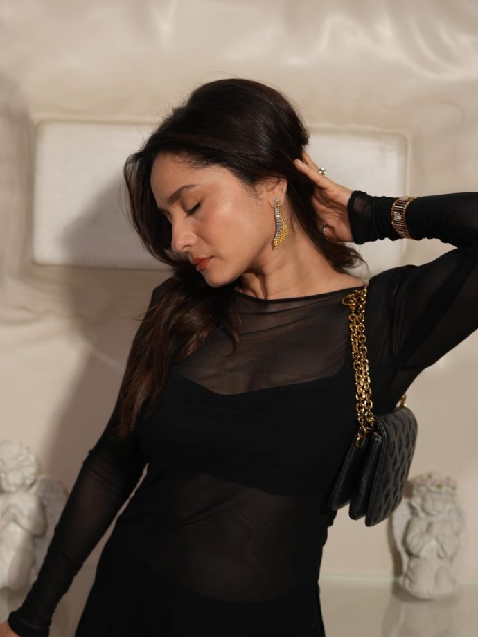 Ankita Lokhande Experiments with Sheer Fashion in an All-Black Look 1000833