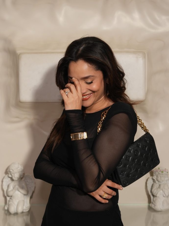Ankita Lokhande Experiments with Sheer Fashion in an All-Black Look 1000834